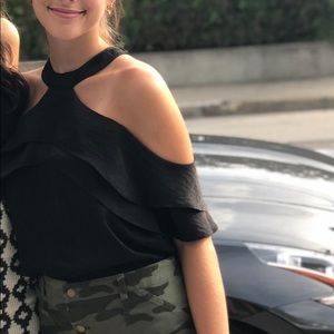 Black Halter Flowy Top